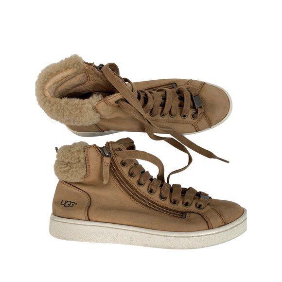 UGG 1019716 Alameda Zip Sneaker Boot Women 6.5 Shoe Leather Sherpa Mid 6986 - Picture 9 of 10